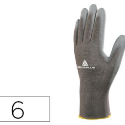 Guantes poliéster y poliuretano gris talla 6 XS