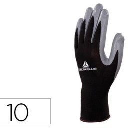Guantes deltaplus de punto poliéster y nitrilo negro-gris talla 10 XL