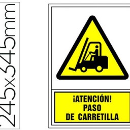 Pictograma PVC 245x345mm. ¡ATENCIÓN! PASO DE CARRETILLA