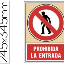Pictograma PVC 245x345mm. PROHIBIDA LA ENTRADA