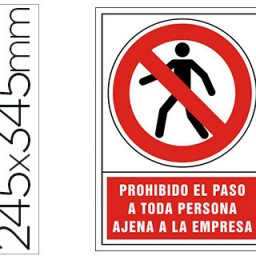 Pictograma PVC 245x345mm. PROHIBIDO EL PASO A TODA PERSONA AJENA  A LA EMPRESA