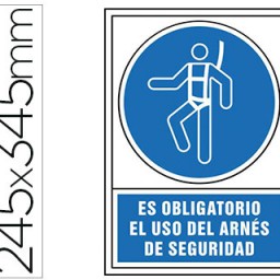 Pictograma PVC 245x345mm. ES OBLIGATORIO EL USO DE ARNÉS DE SEGURIDAD