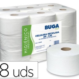 Rollo papel higiénico industrial gofrado Buga reciclado 2 capas 130m.