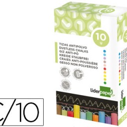 TZ07 10 tizas antipolvo Liderpapel colores surtidos