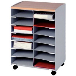 Módulo Fast-paperflow con 14 casillas y ruedas gris