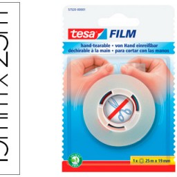 Cinta adhesiva tesafilm sin tijeras 25m.x1 mm.