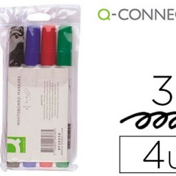 KF26038 4 rotuladores pizarra blanca Q-Connect punta redonda colores surtidos