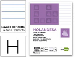 CR05 Bloc de cartas Liderpapel holandesa 40 hojas 60g/m² raya horizontal