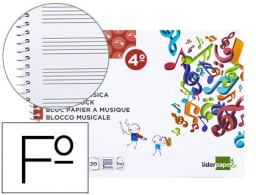 BM03 Bloc música Liderpapel pentagrama 3mm. 4º 20 hojas 100g/m²