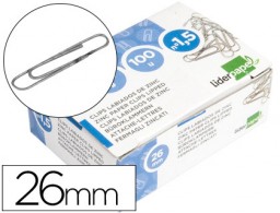 LI02 100 clips Liderpapel nº 1,5  26mm. labiados