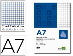 BN09 Bloc notas Liderpapel A7 80h 60g/m² c/4mm.