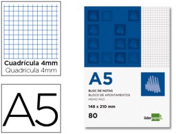 BN03 Bloc notas Liderpapel A5 80h 60g/m² c/4mm.