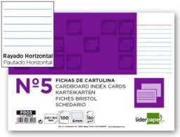 FR05 100 fichas Liderpapel rayadas nº5 160x220mm.