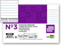 FR03 100 fichas Liderpapel rayadas nº3 100x150mm.