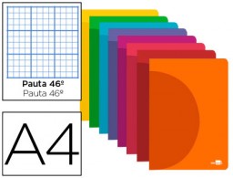 LF20 Libreta escolar Liderpapel 360° A4 48h 90g/m² rayado nº46 tapa de plástico colores surtidos