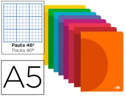 LF22 Libreta escolar Liderpapel 360° A5 48h 90g/m² rayado nº46 tapa de plástico colores surtidos