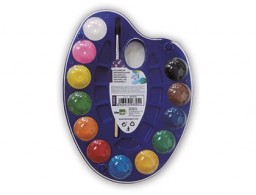 AB02 Acuarela Liderpapel 12 colores con pincel, depósito y paleta de plástico
