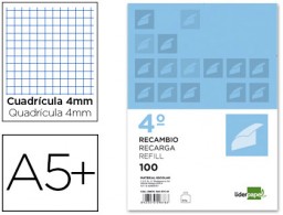 RC01 Recambio Liderpapel 4º apaisado 100h 60g/m² c/4mm. con margen 2 taladros