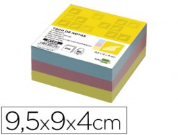 MT02 Taco 400 notas Liderpapel sin encolar amarillo azul rosa 95x90x40mm.  80g/m²