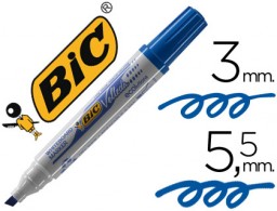 Rotulador pizarra blanca Bic Velleda punta biselada tinta azul