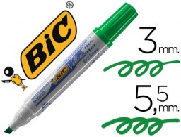 Rotulador pizarra blanca Bic Velleda punta biselada tinta verde
