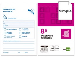 T103 Talonario Liderpapel ausentes 8º original 100h
