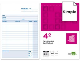 T116 Talonario Liderpapel Facturas 4º natural 100h original con iVA