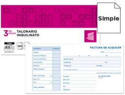 T107 Talonario Liderpapel Inquilinato 3enFolio apaisado 100h con condiciones e IVA
