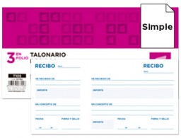 T105 Talonario Liderpapel Recibos 3enFolio apaisado 100h con matriz