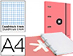 AW57 Carpeta Liderpapel Antartik A-4 4 anillas 40 mm. con recambio c/5 mm. y solapa coral