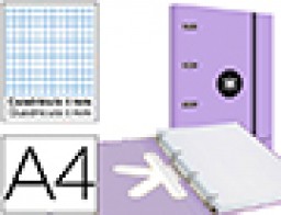 AW58 Carpeta Liderpapel Antartik A-4 4 anillas 40 mm. con recambio c/5 mm. y solapa lavanda