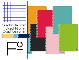 BF13 Cuaderno espiral Liderpapel Smart Folio tapa blanda 80h 60g cuadro 5mm. colores surtidos