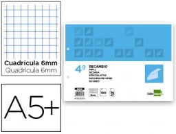 RC03 Recambio Liderpapel 4º apaisado 100h 60g/m² c/6mm. con margen 2 taladros