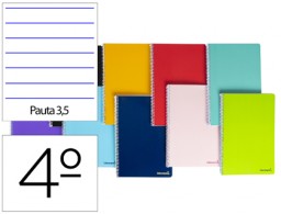 BC11 Cuaderno espiral Liderpapel Smart 4º tapa blanda 80h 60g pauta 3,5mm. colores surtidos