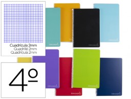 BC42 Cuaderno espiral Liderpapel Witty 4º tapa dura 80h 75g milimetrado 2mm. colores surtidos