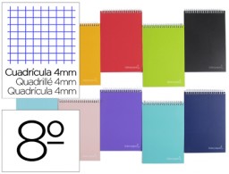 BQ09 Cuaderno espiral Liderpapel Witty 8º apaisado tapa dura 80h 75g c/4mm. colores surtidos