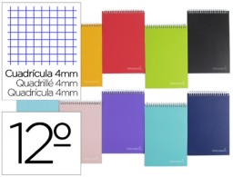 BQ08 Cuaderno espiral Liderpapel Witty 12º apaisado tapa dura 80h 75g c/4mm. colores surtidos