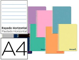 BF28 Cuaderno espiral Liderpapel Wonder A4 tapa plástico 80h 90g raya horizontal colores surtidos