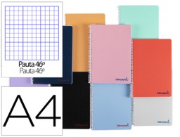 BF84 Cuaderno espiral Liderpapel Wonder A4 tapa plástico 80h 90g rayado nº46 colores surtidos