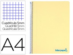 BA20 Cuaderno espiral Liderpapel Wonder A4 tapa plástico 120h micro 90g c/5mm. color amarillo