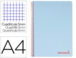 BA15 Cuaderno espiral Liderpapel Wonder A4 tapa plástico 120h micro 90g c/5mm. color celeste