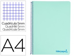 BA17 Cuaderno espiral Liderpapel Wonder A4 tapa plástico 120h micro 90g c/5mm. color verde