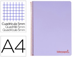 BA19 Cuaderno espiral Liderpapel Wonder A4 tapa plástico 120h micro 90g c/5mm. color violeta