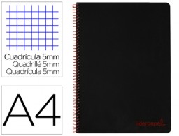 BA85 Cuaderno espiral Liderpapel Wonder A4 tapa plástico 120h micro 90g c/5mm. color negro