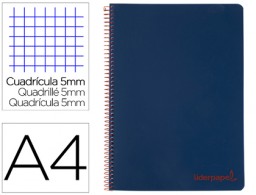 BA86 Cuaderno espiral Liderpapel Wonder A4 tapa plástico 120h micro 90g c/5mm. color azul marino