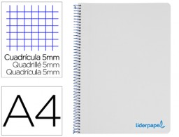 BA87 Cuaderno espiral Liderpapel Wonder A4 tapa plástico 120h micro 90g c/5mm. color gris
