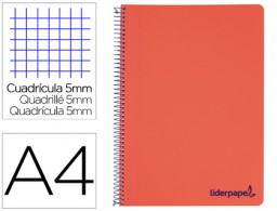 BA88 Cuaderno espiral Liderpapel Wonder A4 tapa plástico 120h micro 90g c/5mm. color rojo
