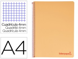 TH05 Cuaderno espiral Liderpapel Wonder A4 tapa plástico 80h 90g c/5mm. color naranja