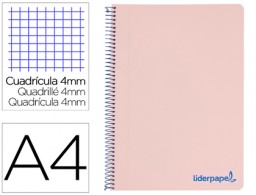 TH02 Cuaderno espiral Liderpapel Wonder A4 tapa plástico 80h 90g c/5mm. color rosa