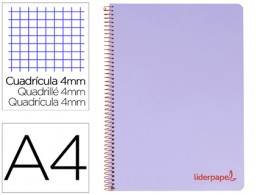 TH06 Cuaderno espiral Liderpapel Wonder A4 tapa plástico 80h 90g c/5mm. color violeta